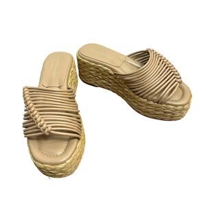 Paloma Barcelo Tan Woven Platform Sandals